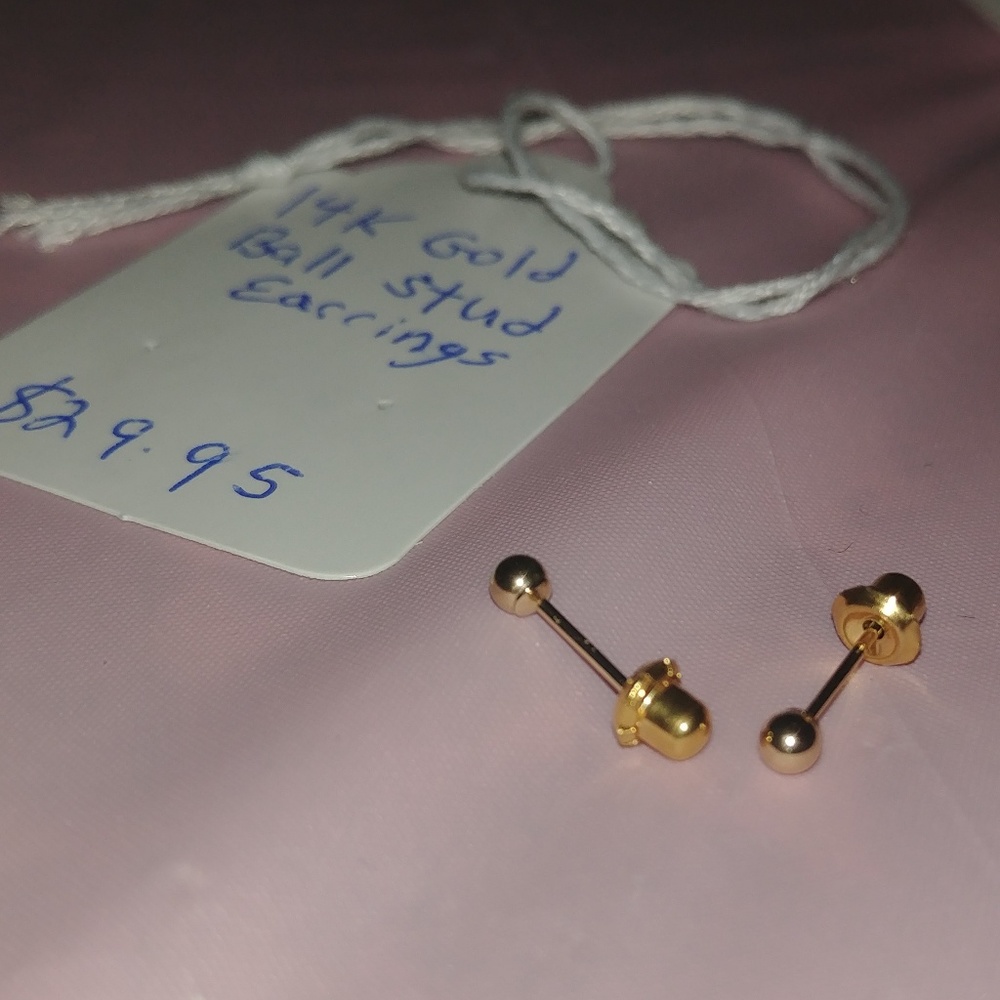 ✨14K Gold Ball Stud Earrings | Unisex